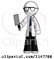 Poster, Art Print Of White Doctor Scientist Man Holding Meat Cleaver