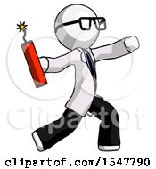 Poster, Art Print Of White Doctor Scientist Man Throwing Dynamite