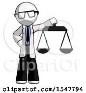 Poster, Art Print Of White Doctor Scientist Man Holding Scales Of Justice