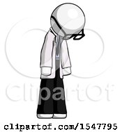 Poster, Art Print Of White Doctor Scientist Man Depressed With Head Down Turned Right