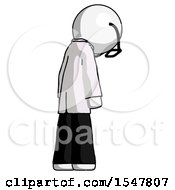 Poster, Art Print Of White Doctor Scientist Man Depressed With Head Down Back To Viewer Right