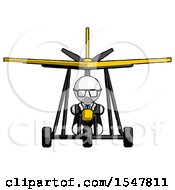 White Doctor Scientist Man In Ultralight Aircraft Front View