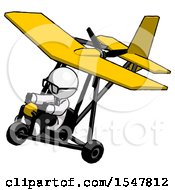 White Doctor Scientist Man In Ultralight Aircraft Top Side View