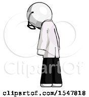 Poster, Art Print Of White Doctor Scientist Man Depressed With Head Down Back To Viewer Left