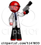 Poster, Art Print Of Red Doctor Scientist Man Holding Handgun