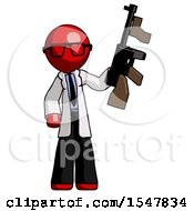Poster, Art Print Of Red Doctor Scientist Man Holding Tommygun