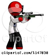 Poster, Art Print Of Red Doctor Scientist Man Shooting Sniper Rifle