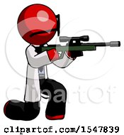 Poster, Art Print Of Red Doctor Scientist Man Kneeling Shooting Sniper Rifle