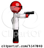 Poster, Art Print Of Red Doctor Scientist Man Firing A Handgun