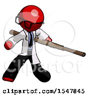 Red Doctor Scientist Man Bo Staff Action Hero Kung Fu Pose