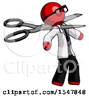 Poster, Art Print Of Red Doctor Scientist Man Scissor Beheading Office Worker Execution