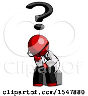 Poster, Art Print Of Red Doctor Scientist Man Thinker Question Mark Concept