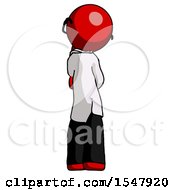 Poster, Art Print Of Red Doctor Scientist Man Thinking Wondering Or Pondering Rear View