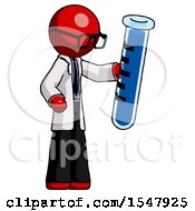 Red Doctor Scientist Man Holding Large Test Tube