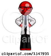 Poster, Art Print Of Red Doctor Scientist Man Hands On Hips