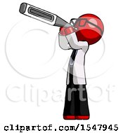 Poster, Art Print Of Red Doctor Scientist Man Thermometer In Mouth