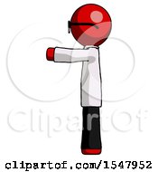 Poster, Art Print Of Red Doctor Scientist Man Pointing Left