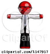 Poster, Art Print Of Red Doctor Scientist Man T-Pose Arms Up Standing