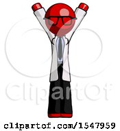 Poster, Art Print Of Red Doctor Scientist Man Hands Up