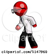 Poster, Art Print Of Red Doctor Scientist Man Suspense Action Pose Facing Left