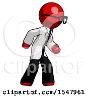 Poster, Art Print Of Red Doctor Scientist Man Suspense Action Pose Facing Right