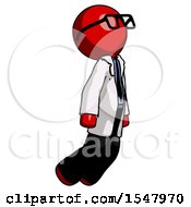 Poster, Art Print Of Red Doctor Scientist Man Floating Through Air Right