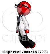 Red Doctor Scientist Man Floating Through Air Left