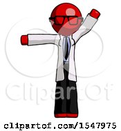 Poster, Art Print Of Red Doctor Scientist Man Directing Traffic Left