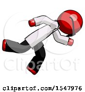 Poster, Art Print Of Red Doctor Scientist Man Running While Falling Down