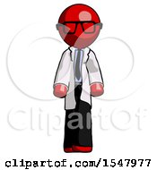 Red Doctor Scientist Man Walking Front View