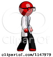 Red Doctor Scientist Man Walking Turned Right Front View