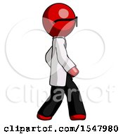 Red Doctor Scientist Man Walking Right Side View