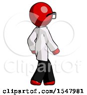 Red Doctor Scientist Man Walking Away Direction Right View