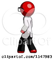 Red Doctor Scientist Man Walking Away Direction Left View