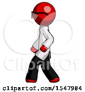 Poster, Art Print Of Red Doctor Scientist Man Walking Left Side View