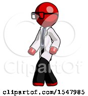 Red Doctor Scientist Man Man Walking Turned Left Front View