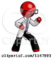 Red Doctor Scientist Man Martial Arts Defense Pose Right