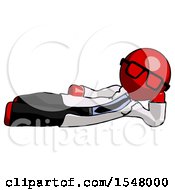 Red Doctor Scientist Man Reclined On Side