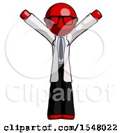 Red Doctor Scientist Man With Arms Out Joyfully