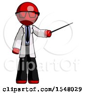 Poster, Art Print Of Red Doctor Scientist Man Teacher Or Conductor With Stick Or Baton Directing