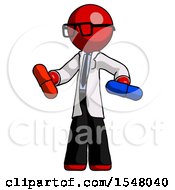 Poster, Art Print Of Red Doctor Scientist Man Red Pill Or Blue Pill Concept