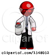 Poster, Art Print Of Red Doctor Scientist Man Begger Holding Can Begging Or Asking For Charity