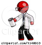 Poster, Art Print Of Red Doctor Scientist Man Begger Holding Can Begging Or Asking For Charity Facing Left