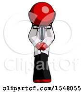 Poster, Art Print Of Red Doctor Scientist Bending Over Hurt Or Nautious