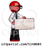 Poster, Art Print Of Red Doctor Scientist Man Presenting Large Envelope