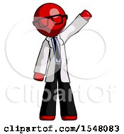 Red Doctor Scientist Man Waving Emphatically With Left Arm
