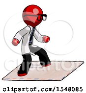Poster, Art Print Of Red Doctor Scientist Man On Postage Envelope Surfing