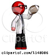 Poster, Art Print Of Red Doctor Scientist Man Holding Football Up