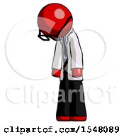 Poster, Art Print Of Red Doctor Scientist Man Depressed With Head Down Turned Left