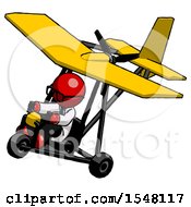 Red Doctor Scientist Man In Ultralight Aircraft Top Side View